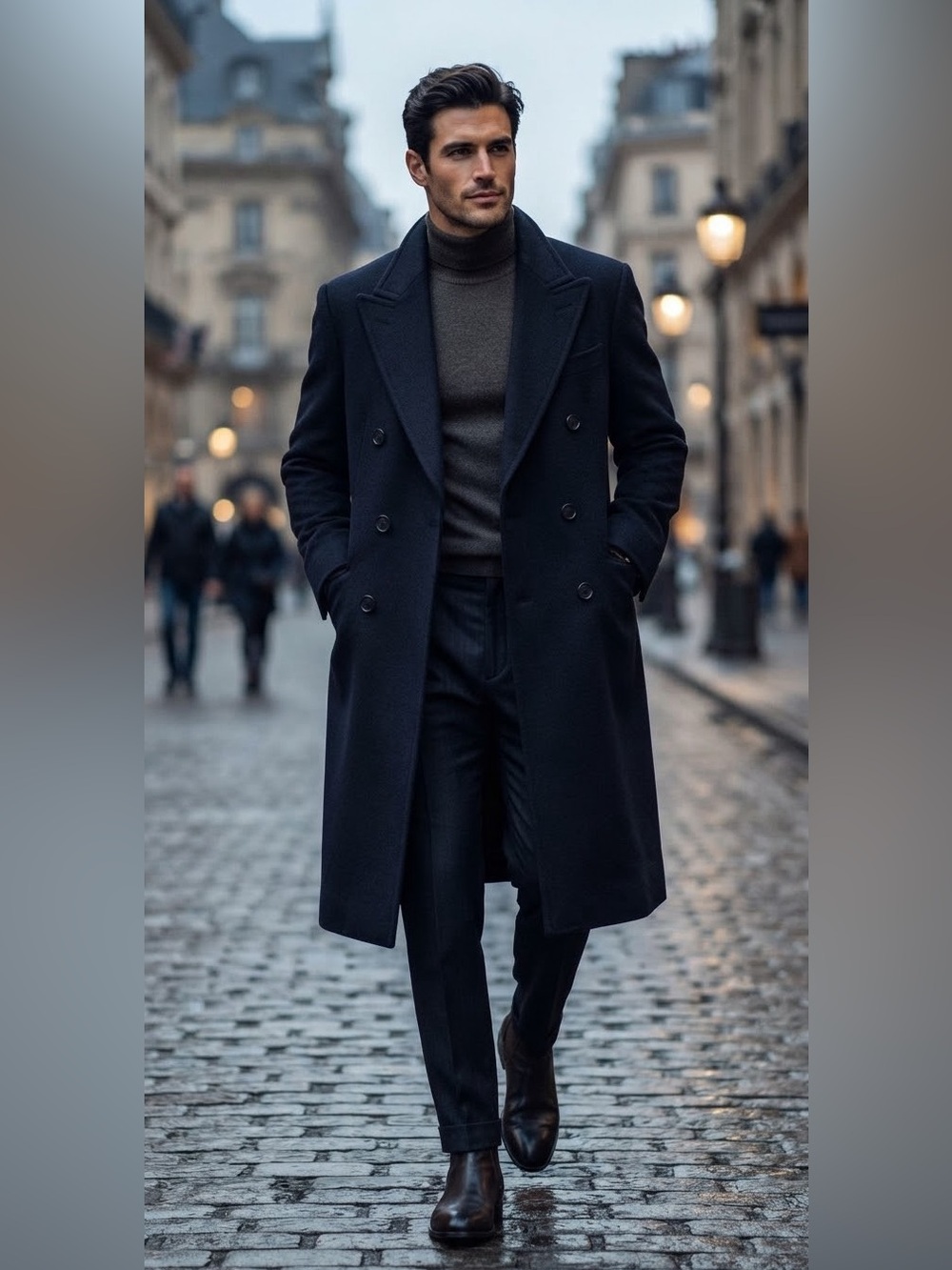 Hart Schaffner Marx Double-Breasted Pea Coat in Black